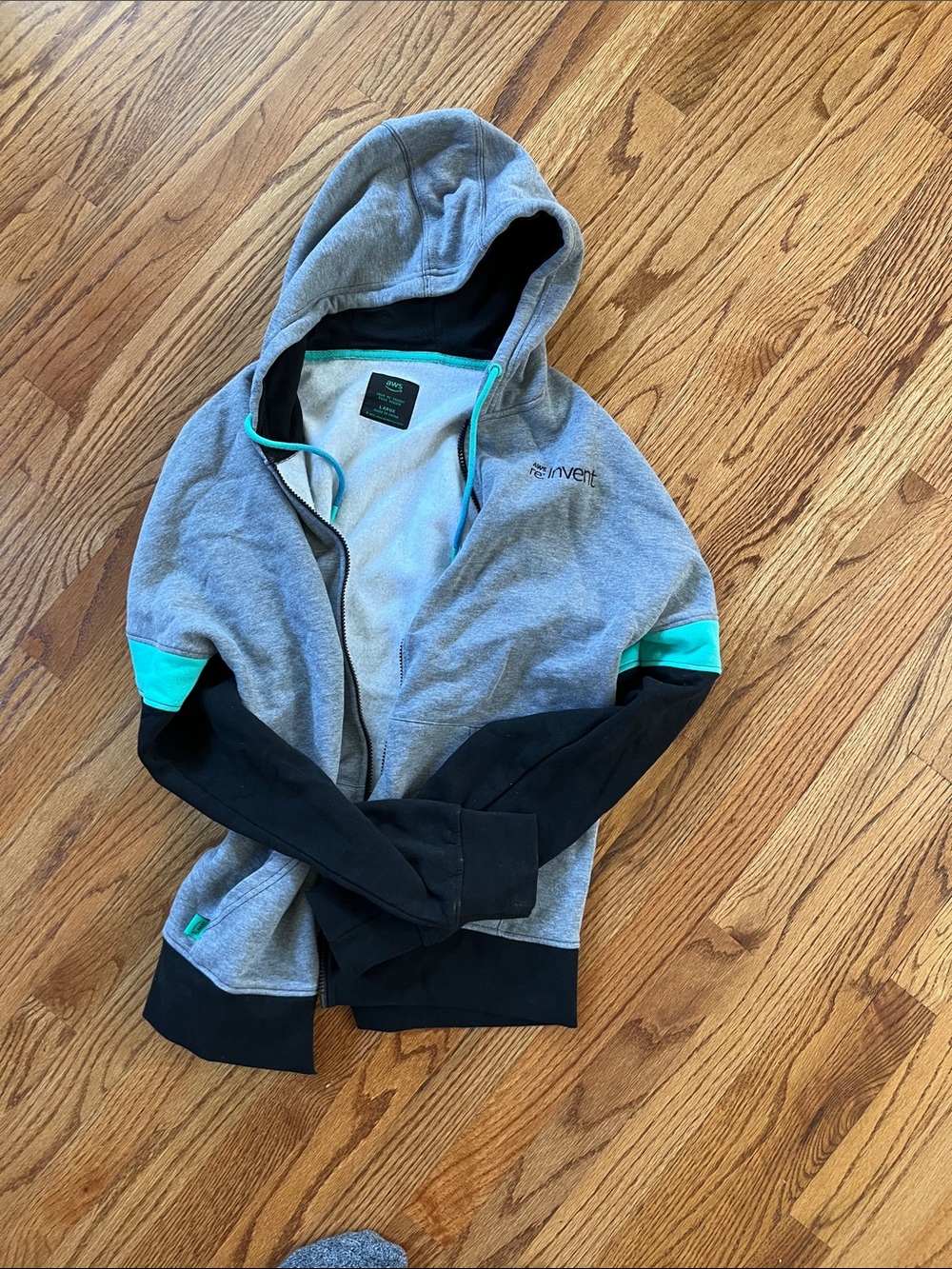 re:Invent AWS Hoodie Jacket in Gray with Teal Accents